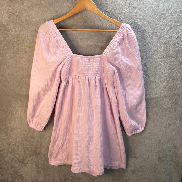 J Crew Babydoll Dress Womens XXS Gauzey Smocking Pastel Boho Chic Cottage - Picture 3 of 14